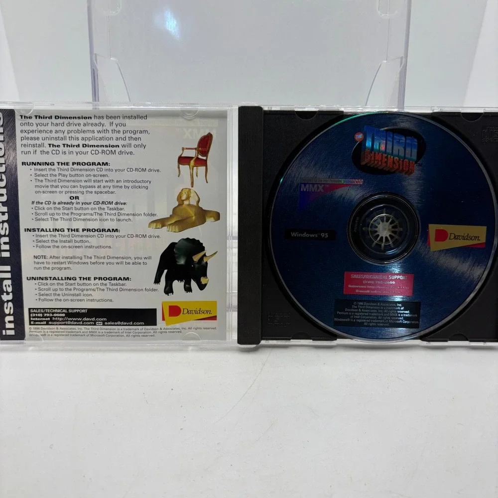 The Third Dimension Davidson Windows‎ 95 PC CD-ROM Retro 3D Modeling Software